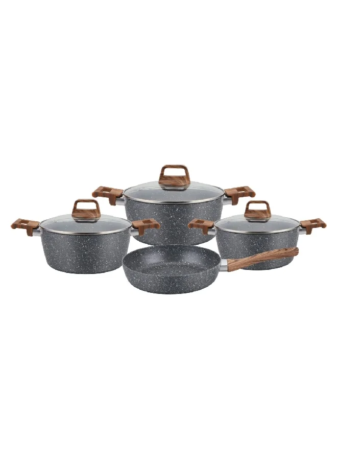 بارفيت KP-07V  ناتشورال فورس طقم أواني طهي 7 قطع بطبقة مانعة للالتصاق رمادي 29 x 30 x 41 سم KP-07V/GREY